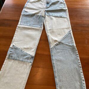 PACSUN Patchwork Jeans, Size 26, Light & Dark Blue